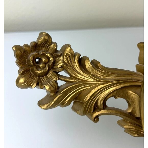 Triple Plastic Gold Candle Curved Wall Sconce MCM Homco USA Hollywood Regency - Picture 4 of 16